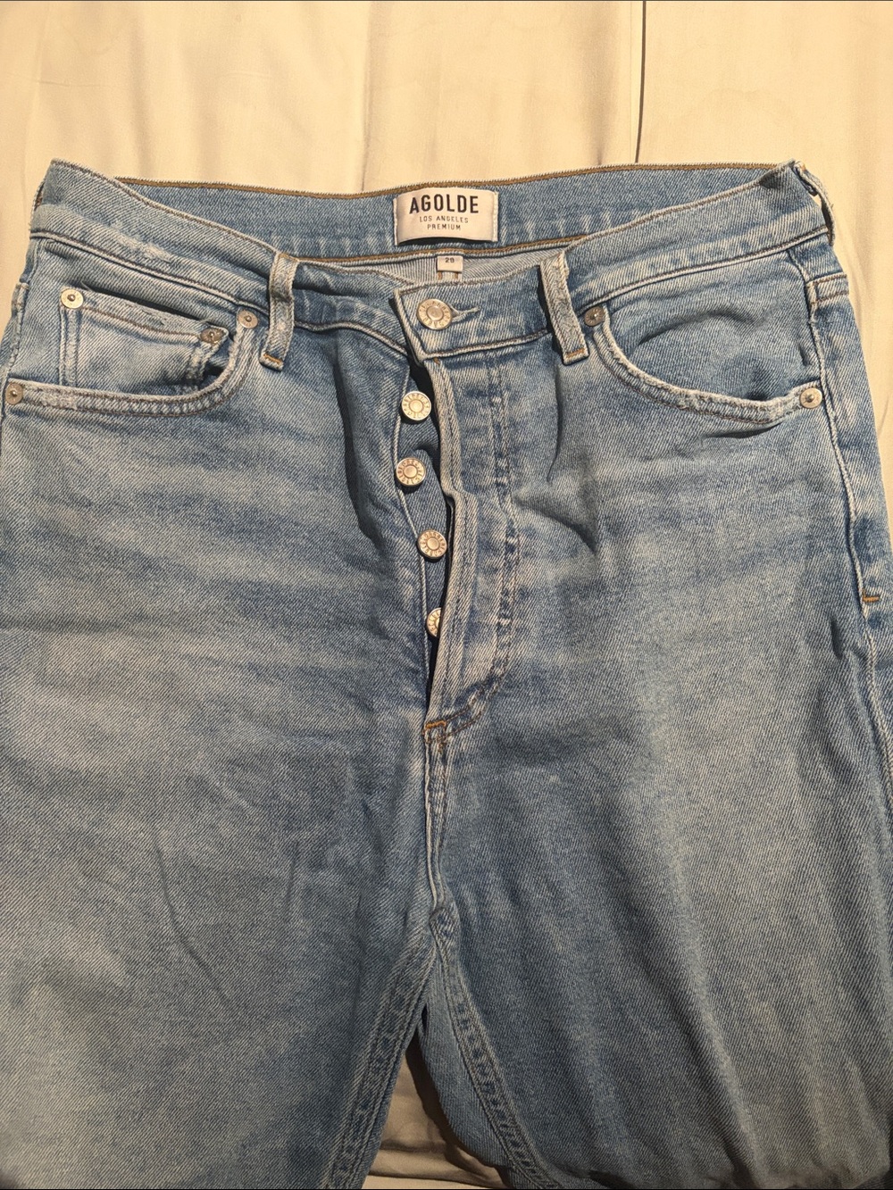 Agolde Light Blue High-Rise Button-Fly Jeans